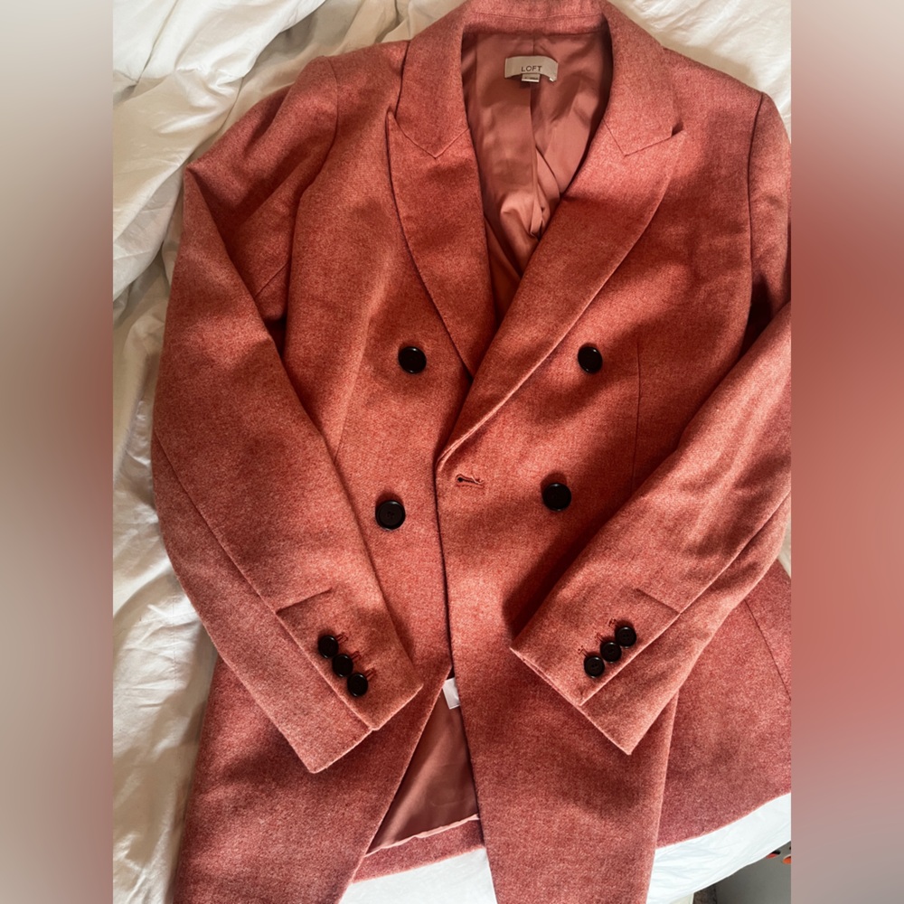 LOFT Pink Blazer Textured Wool Blend